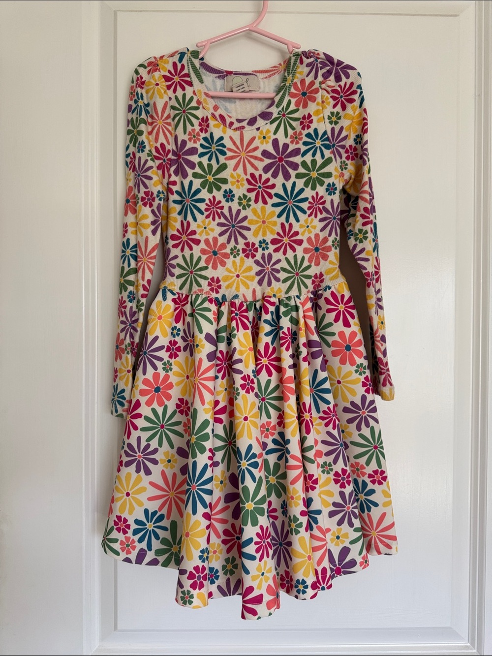 Peek | Multicolor Floral Long-Sleeve Twirl Dress | Size 6-7